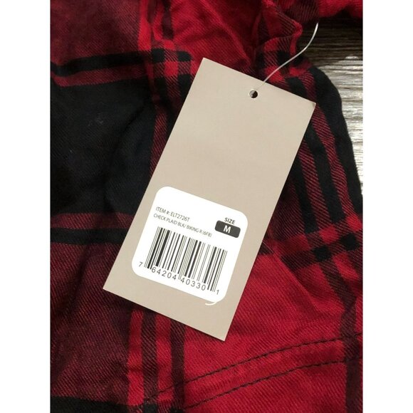 Eddie Bauer Womens Medium Red & Black Plaid Long Sleeve Button Up Shirt New w Ta - Picture 3 of 6